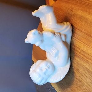6 1/2 in Ceramic Angel Child with Teddy Bear